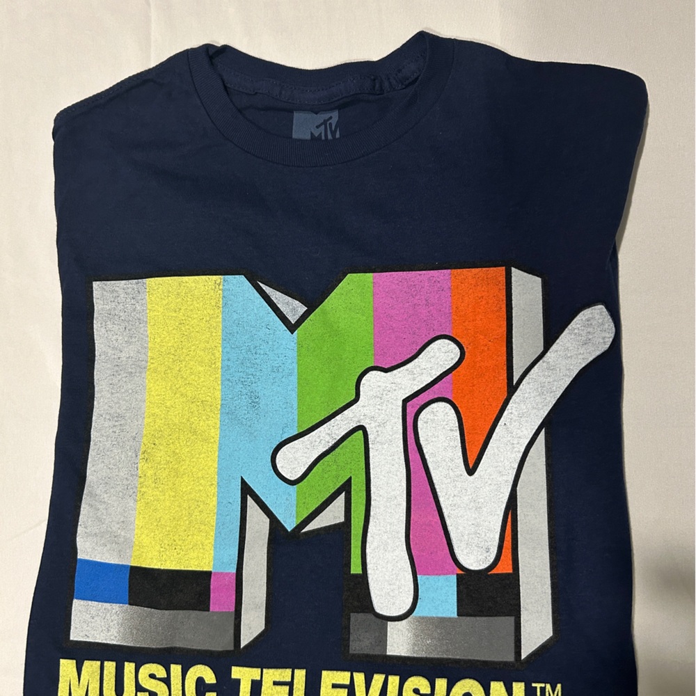 Freeze MTV Adult SmallGraphic Tee - Multicolor on Navy. I Want My MTV !